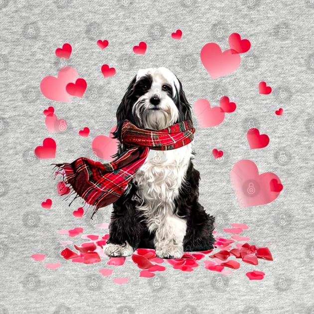 Tibetan Terrier Hearts Love Happy Valentine's Day by cyberpunk art